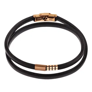 دستبند طلا 18 عیار زنانه با بند چرمی روبی آرت گالر...