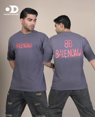 تیشرت بالانسیاگا طوسی پیسوله ا�ی پشت چاپ ـ پارچه ترک