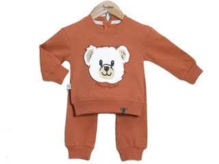 بلوز و شلوار دورس پسرانه رنگ آجری طرح خرس بامزی آی نور بیبی inoor baby