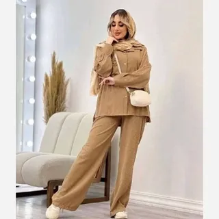 ست مانتو شلوار ، تونیک شومیز شلوار دخترانه فری سایز 