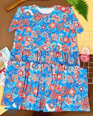 پیراهن بلند تابستانی زنانه سایز بزرگ با طرح گل‌دار