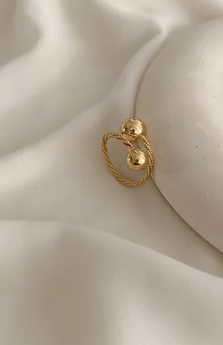 انگشتر دو گوی رینگ بافت