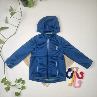 سویشرت پسرانه آستین بلند طرح نوشته دار جیب دار، تو کرکی آبی رنگ