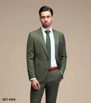 کت و شلوار مردانه یقه بلیزر یک دکمه دو چاک