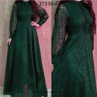پیراهن مجلسی پوشیده دانتل ماکسی حجاب  پیراهن نجوا سایزبندی از 42تا52