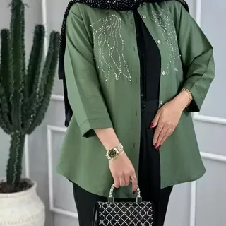 تونیک مانتویی زنانه عیدانه جنس بابوس دو نخ