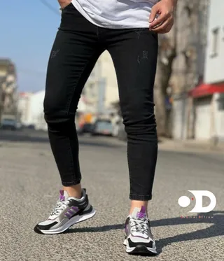 شلوار جین مشکی اسکینی فوول کش پارچه پنبه عالی👌♥️