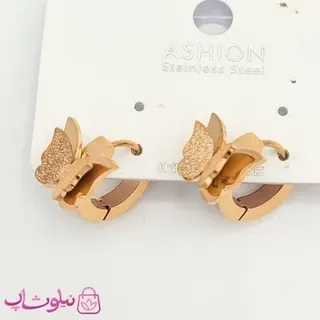 گوشواره حلقه ای زنانه طرح پروانه رزگلد کد 2970