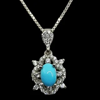 گردنبند نقره زنانه مدلفیروزه نیشابور آبکاری رادیو...