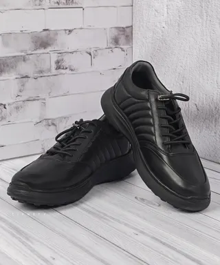 کفش چرمی مشکی مردانه مدل کژوال 0818