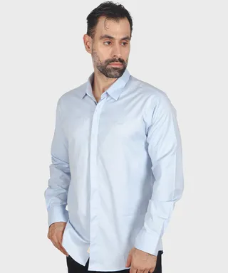 پیراهن مردانه آستین بلند دکمه مخفی 0363