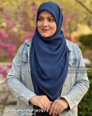 روسری مجلسی کرپ کریشه سرمه ای R7977