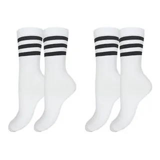 جوراب ورزشی ساق بلند زنانه پاریز مدل سه خط کد 1860رنگ سفید