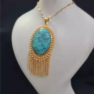 گردنبند فیروزه ای زنانه آویزدار2