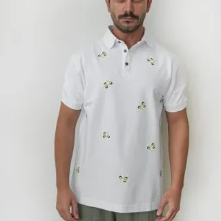 پولوشرت سفید طرح موتور از کالکشن وسپا | ترسیم