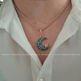 گردنبند فیروزه کوبی ماه و ستاره