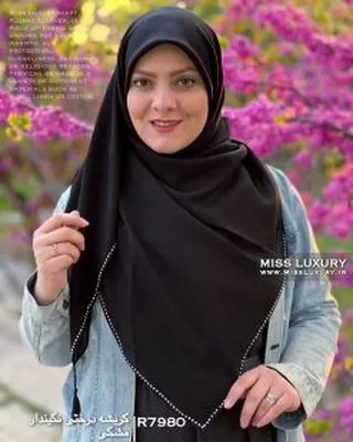 روسری مجلسی کرپ کریشه مشکی R7980
