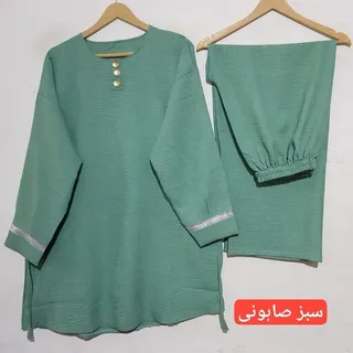 ست مانتو و شلوار    سایزبزرگ فری سایز تا 54   جنس  پارچه شانتون  سبک و راحت  و خنک 