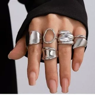 انگشتر نقره ای مجموعه 5 عددی مینیمال 