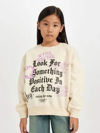 سویشرت دخترانه بژ دفکتو