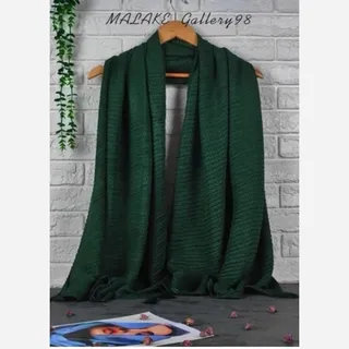 شال صدفی تک رنگ(سبز تیره)  قواره 200*70 کد SHS007