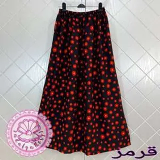 دامن نخی بابونه بلند زمینه مشکی در رنگبندی متنوع(کد1392)