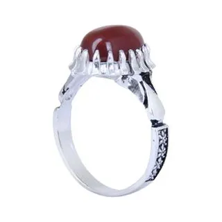 انگشتر نقره مردانه مدل رکاب سیلندری سنگ عقیق طبیعی کد AM_5240