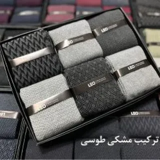 پک شش جفتی جوراب ساقدار مردانه لئو مشکی-طوسی کد ۱۰۹