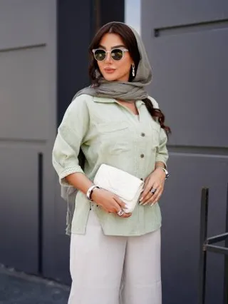 شومیز مانتویی  دخترانه و زنانه  سوفیا شنل آستین نوار هندی شیک و تابستانی
