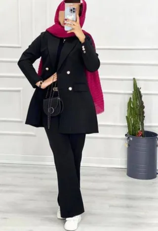 کت و شلوار نگین مشکی 74033