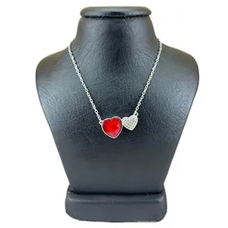 گردنبند نقره زنانه سواروسکی مدل دو قلب مجلسی کد 236598