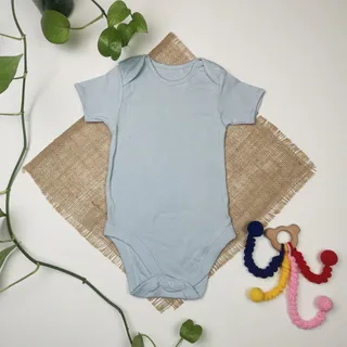 بادی نوزادی آستین کوتاه طرح جلو بسته آبی کمرنگ رنگ – 12-24 ماه