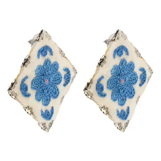 گوشواره دست دوز زنانه بومی مدل سوزن دوزی کد 1