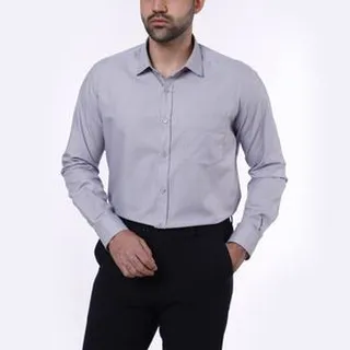 پیراهن آستین بلند یقه برگردان مردانه دیجی استایل اسنشیال مدل 03 رنگ طوسی