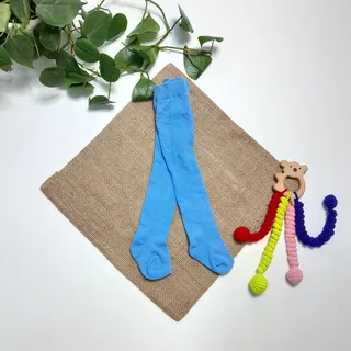 جوراب شلواری نوزادی آبی روشن رنگ – 2-6 ماه