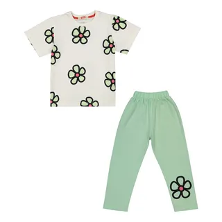 ست تی شرت و شلوار دخترانه مادر مدل Rebecca رنگ پست...