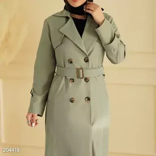 بارونی آستردار زنانه کتان کج راه 