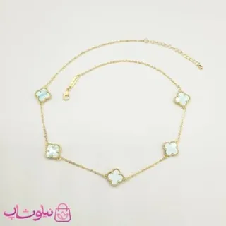 گردنبند زنانه ونکلیف آبی روشن آبکاری طلا کیفیت مستر کد 430