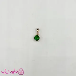 آویز گردنبند زنانه ژوپینگ طرح تک نگین سبز ظریف قطر 6 میل کد 791