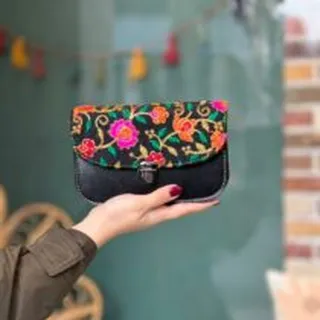 کیف سوزندوزی نارگل گلدار صورتی نارنجی