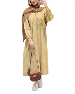 پیراهن زنانه نخودی کد 18724