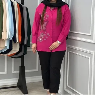 شومیز مانتویی پروانه جنس الیزه گرم بالا 