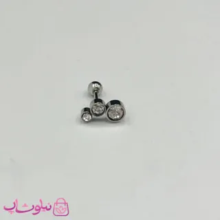 پیرسینگ گوش طرح سه نگین دایره ای کد 31