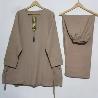 ست تونیک و شلوار سایزبزرگ نخی بابوس 