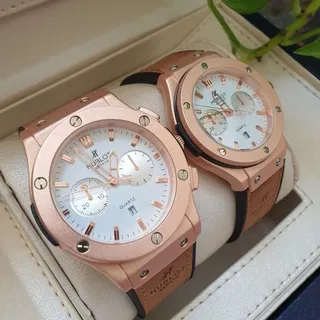 ساعت ست زنانه و مردانه هابلوت بند رابر روکش چرم با کیفیت  Hublot 