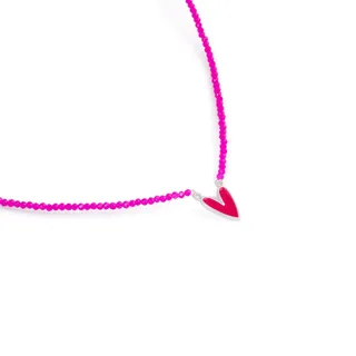 گردنبند نقره سنگی قلب سرخابی