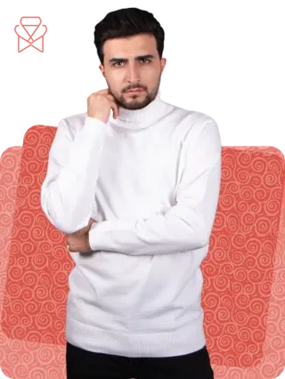 بافت یقه اسکی رنگ سفید کد 300104