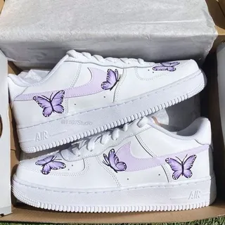 کفش اسپرت کاستوم کتونی ایرفورس  air force طرح Purple Butterfly نایک nike