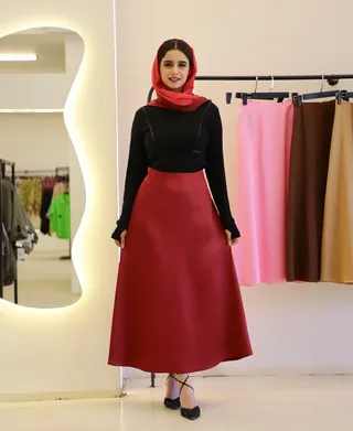 دامن | مدل دامن ساتن کد 10520 – زرشکی