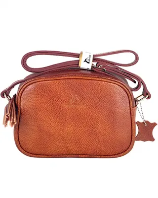 کیف چرم زنانه رودوشی عسلی چرم بارز Charm Barez مدل DG80.1